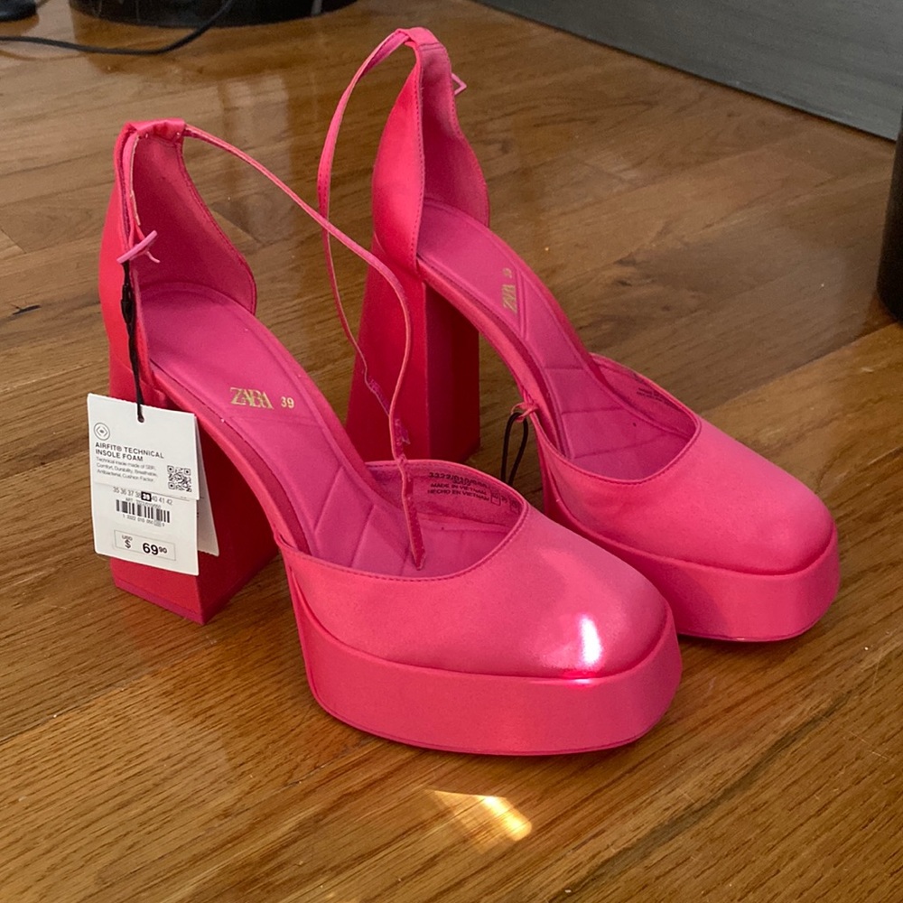 Zara Hot Pink Platform Heels